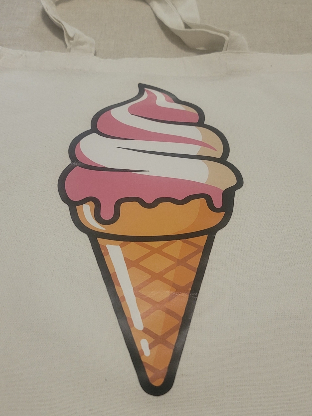 Canvas Tote Bag with Pink and Cream Ice Cream Graphic New